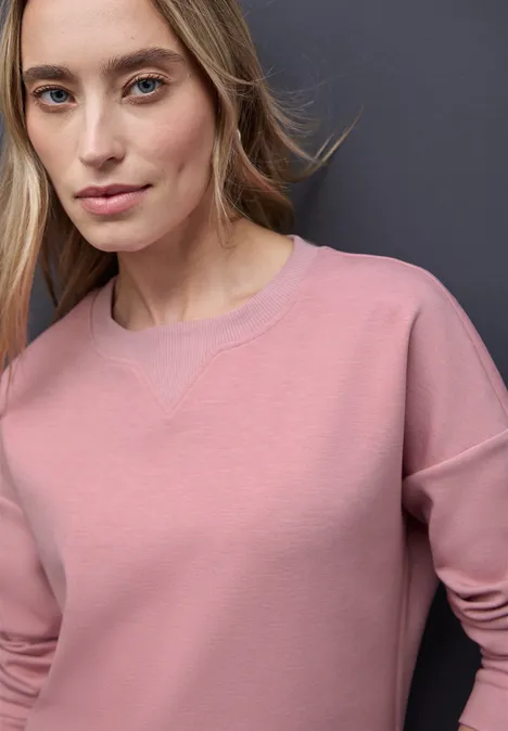 Shirt met geribd detail powder pink mel.