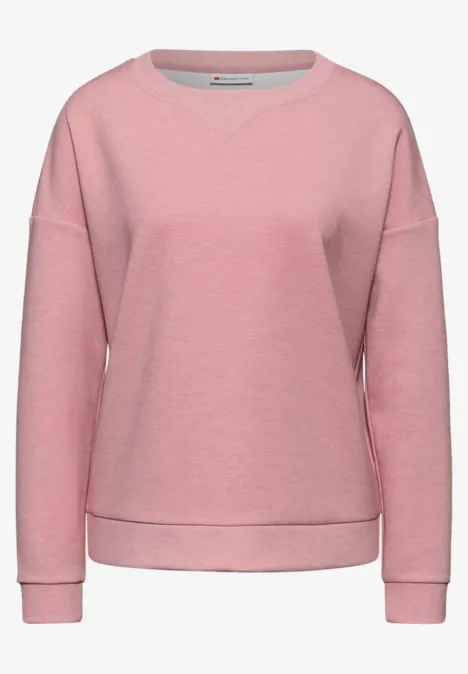 Shirt met geribd detail powder pink mel.