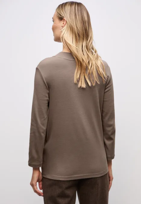 Basic Turtleneck Shirt silk brown