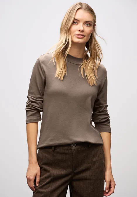 Basic Turtleneck Shirt silk brown