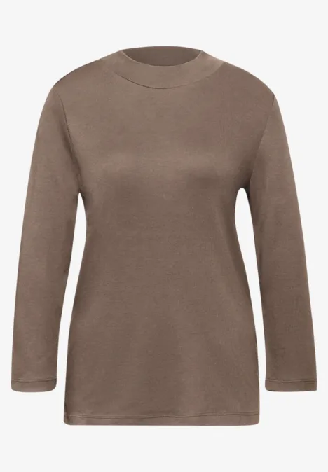 Basic Turtleneck Shirt silk brown