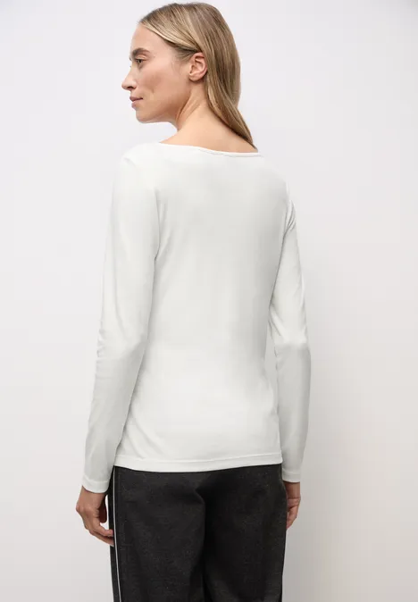 Basic Langarmshirt off white