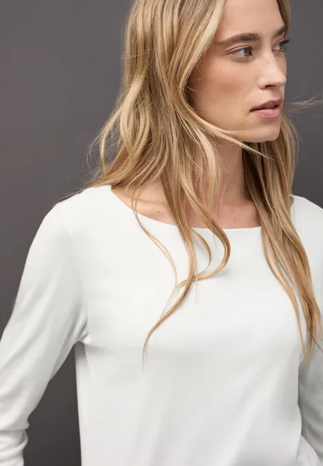 Basic Langarmshirt off white