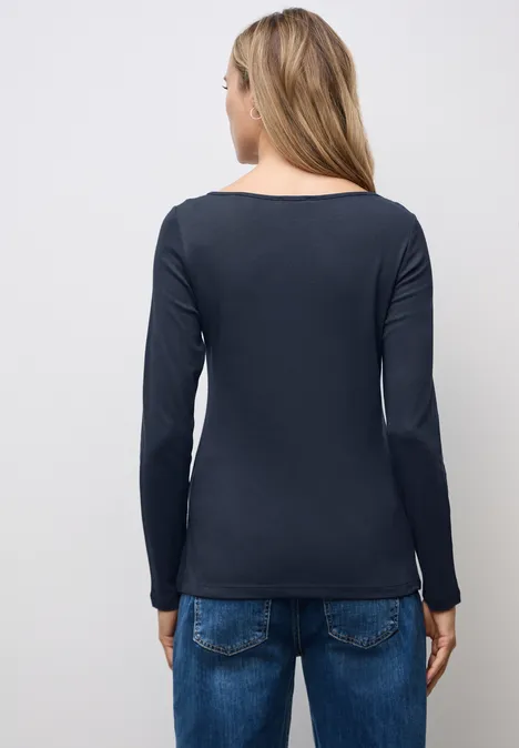 Basic Langarmshirt deep blue