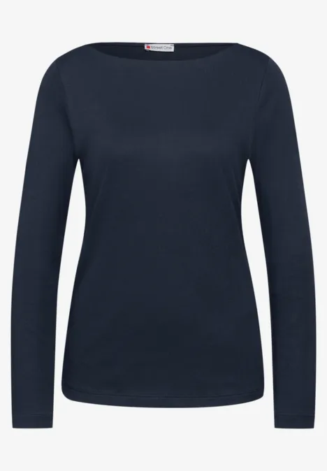 Basic Langarmshirt deep blue