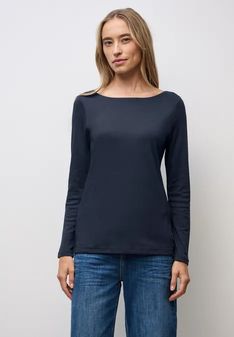 Basic Langarmshirt deep blue