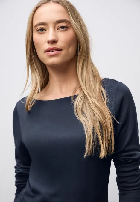 Basic Langarmshirt deep blue