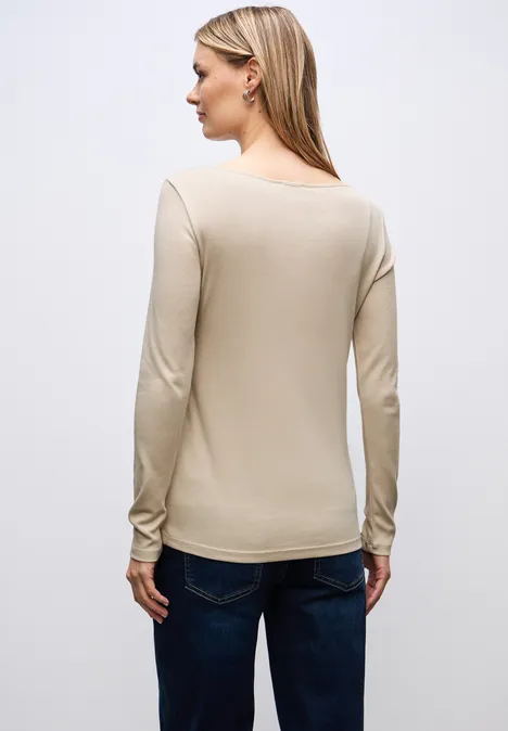 Basic Langarmshirt cotton beige