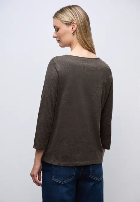 Shirt mit Carré Ausschnitt rustic brown mel.