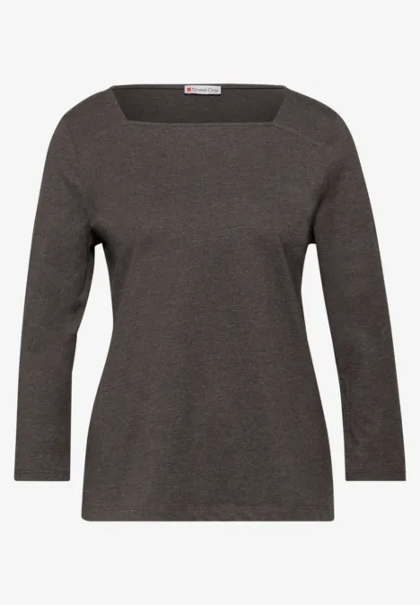 Shirt mit Carré Ausschnitt rustic brown mel.