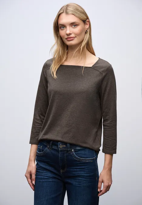 Shirt mit Carré Ausschnitt rustic brown mel.