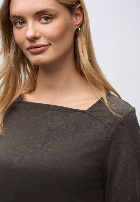 Shirt mit Carré Ausschnitt rustic brown mel.