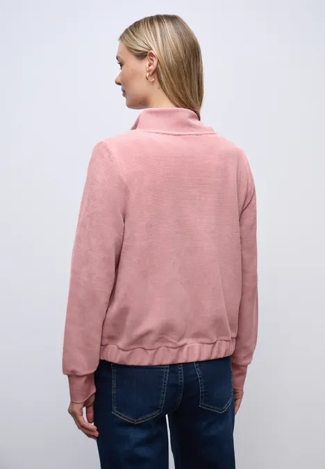 Gestructureerd jack met ritssluiting powder pink
