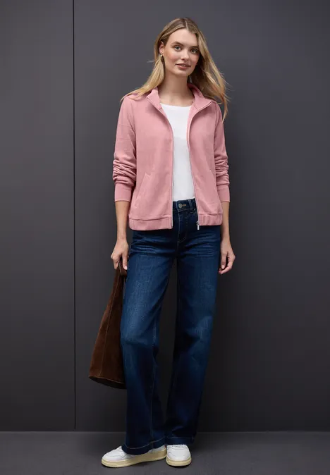 Gestructureerd jack met ritssluiting powder pink