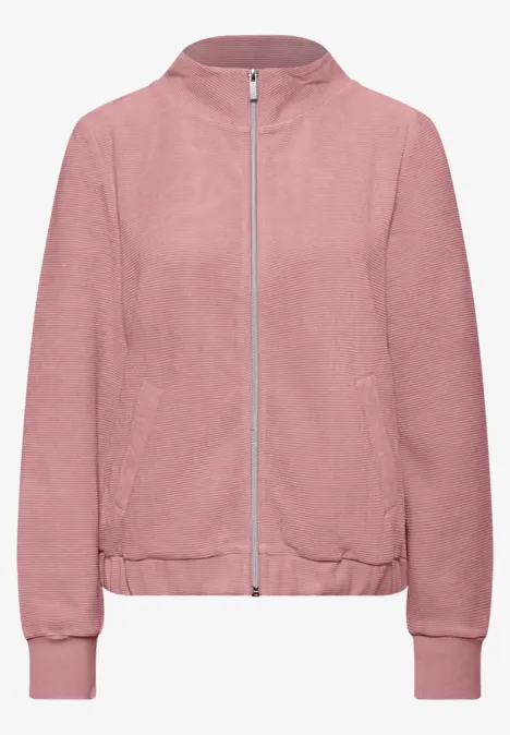 Gestructureerd jack met ritssluiting powder pink