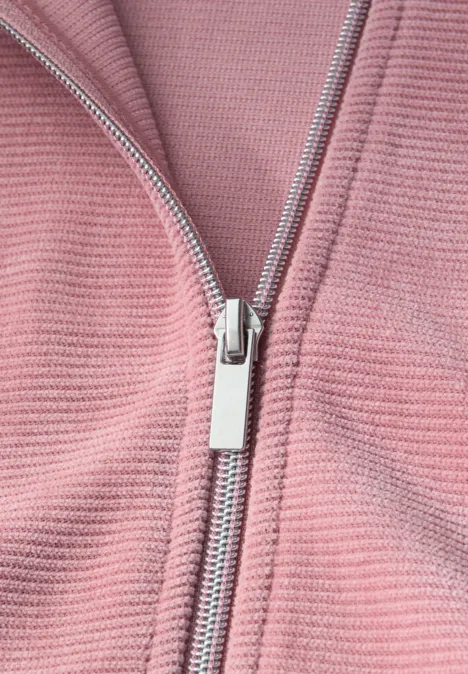Gestructureerd jack met ritssluiting powder pink