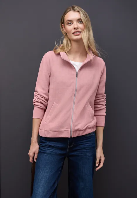 Gestructureerd jack met ritssluiting powder pink