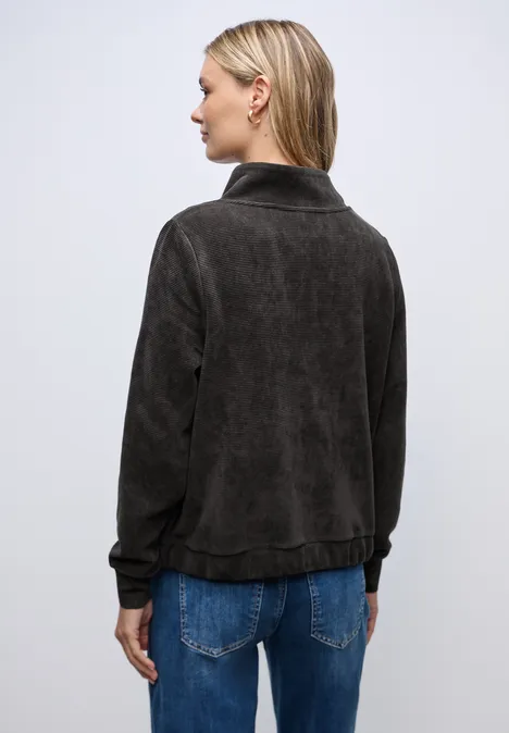 Gestructureerd jack met ritssluiting darkest brown