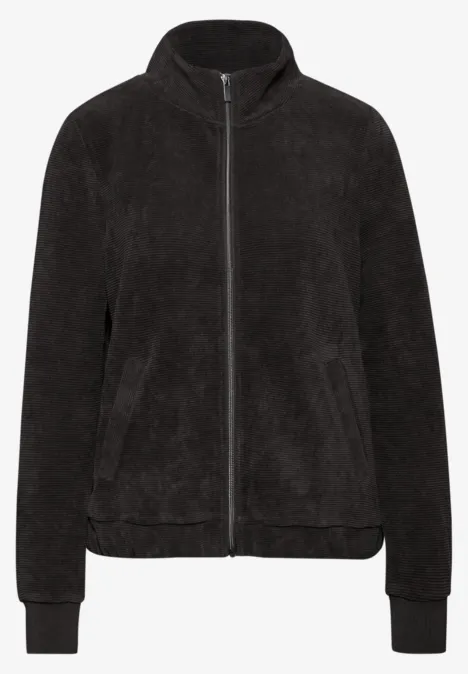Gestructureerd jack met ritssluiting darkest brown