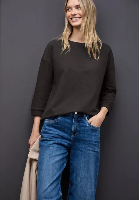 Gestructureerd gemengd shirt darkest brown