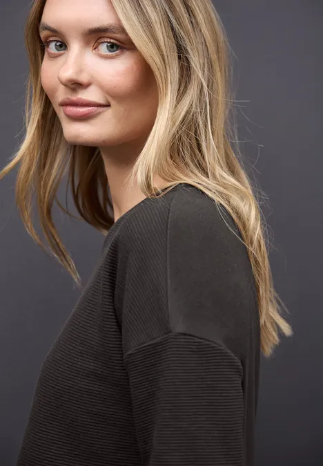 Gestructureerd gemengd shirt darkest brown