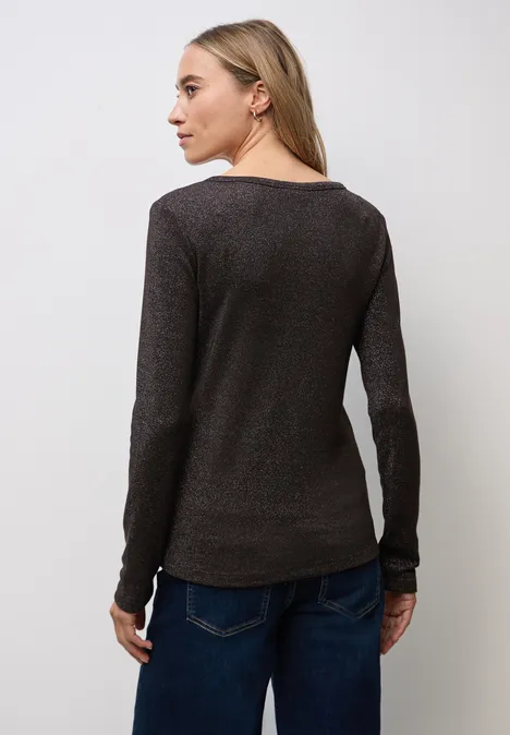 Glitzerndes Langarmshirt darkest brown