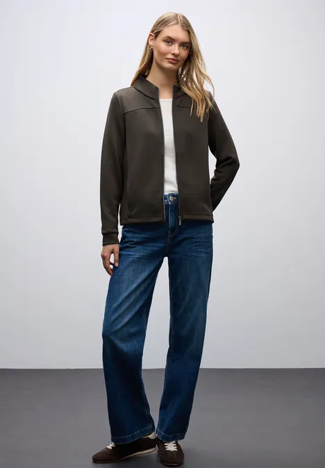 Silk-Look Jacke mit Zipper darkest brown