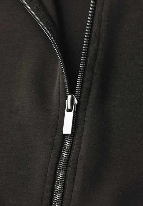 Silk-Look Jacke mit Zipper darkest brown