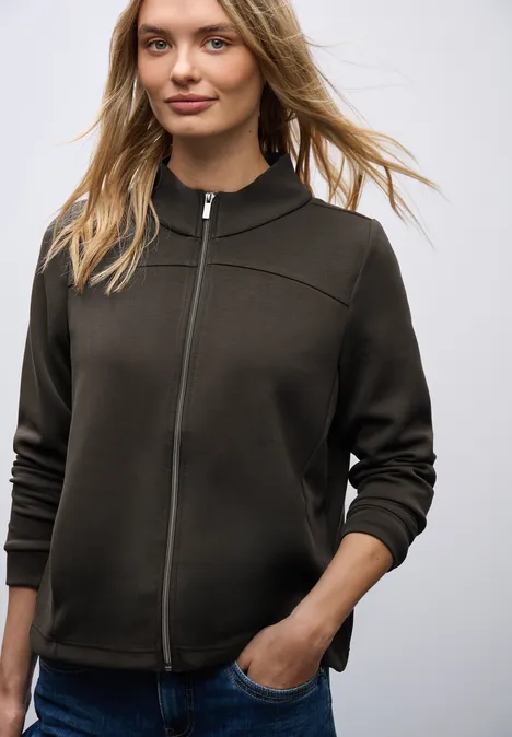 Silk-Look Jacke mit Zipper darkest brown