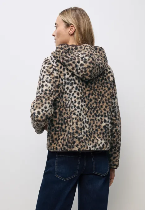 Teddy-Jacke mit Leo-Muster sanded beige