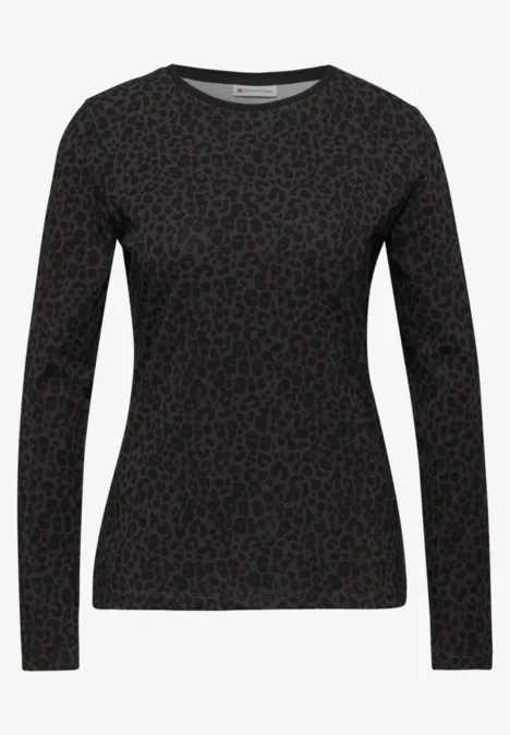 Jersey-Shirt im Leo-Look darkest brown