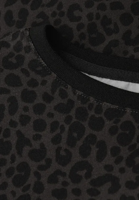 Jersey-Shirt im Leo-Look darkest brown