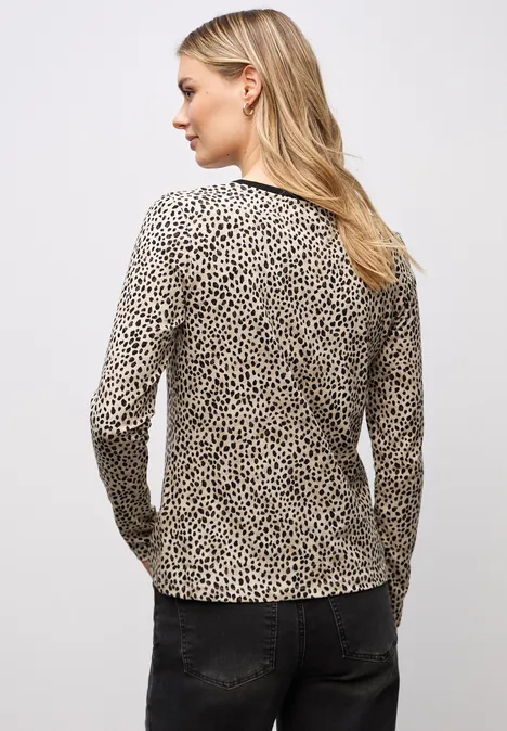 Jersey-Shirt im Leo-Look sanded beige