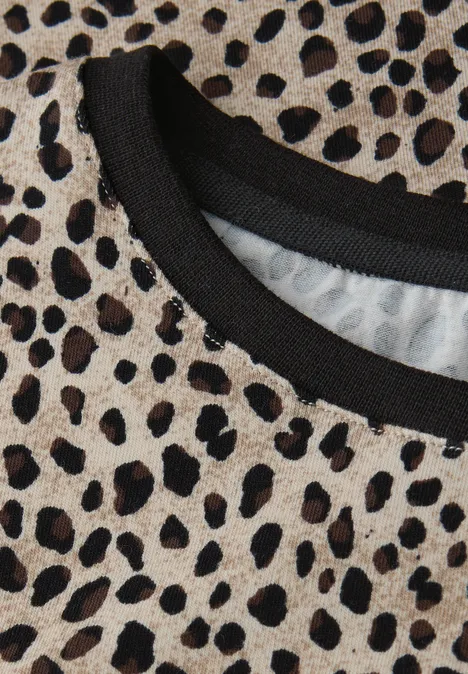 Jersey-Shirt im Leo-Look sanded beige