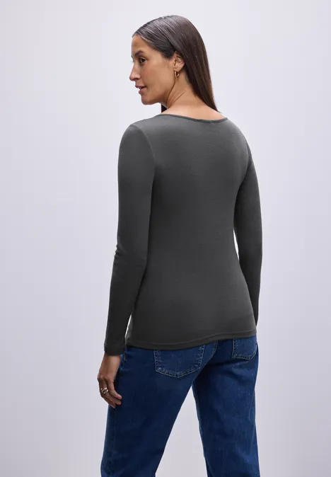T-shirt basique à manches longues lead grey