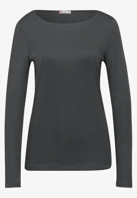 T-shirt basique à manches longues lead grey