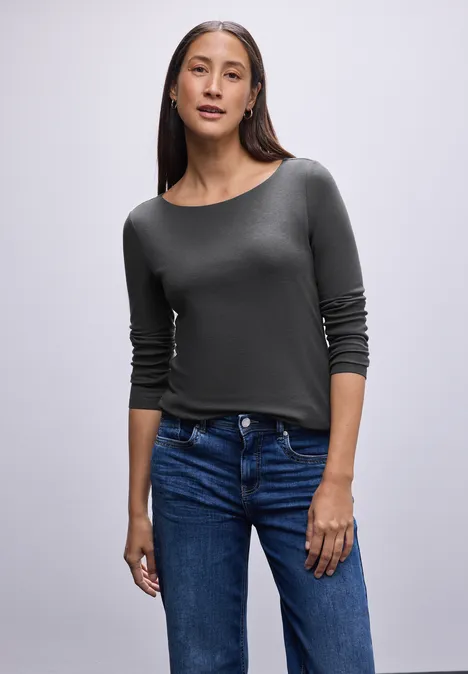 T-shirt basique à manches longues lead grey