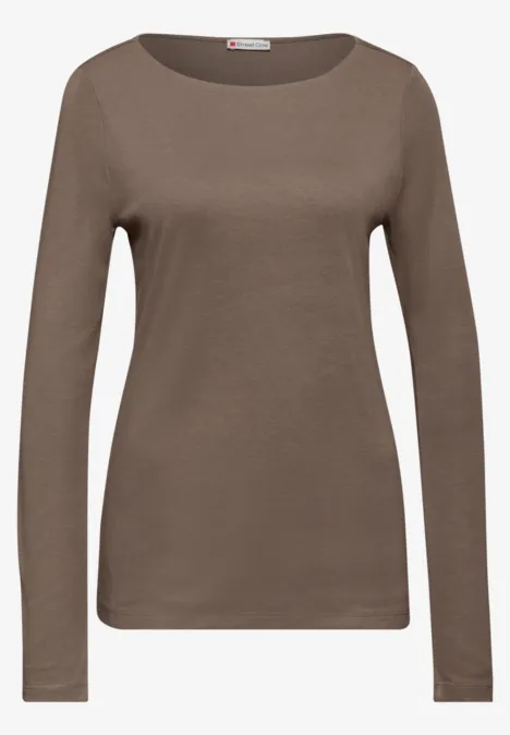 Basic Langarmshirt silk brown