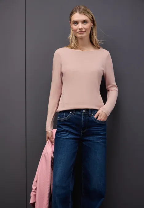 Basic shirt met lange mouwen faded rose