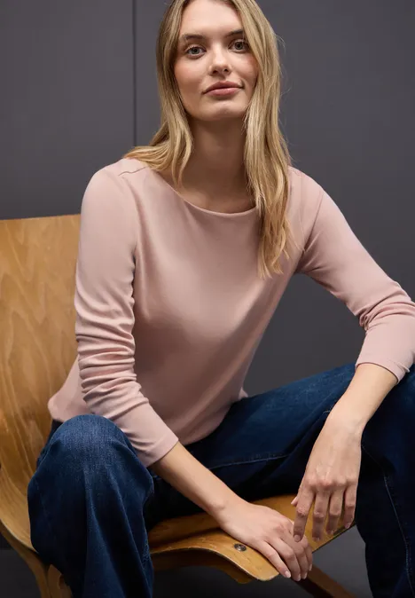 Basic shirt met lange mouwen faded rose