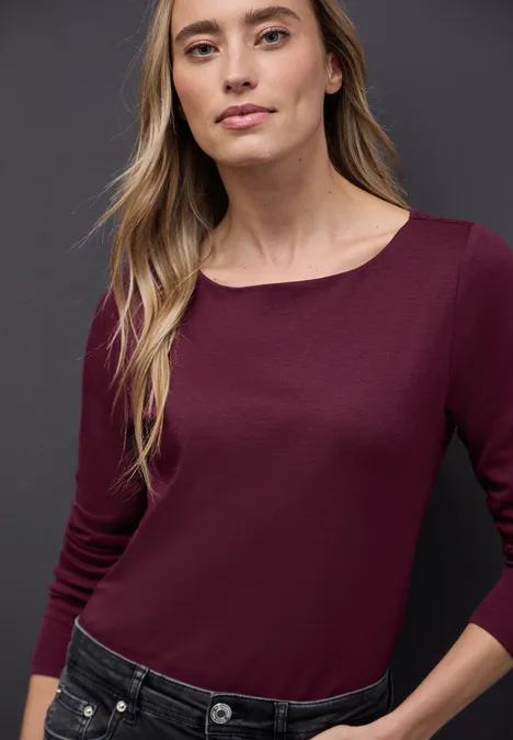 T-shirt basique à manches longues noble red