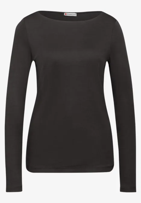 Basic shirt met lange mouwen darkest brown