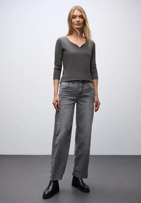 Shirt mit Herzausschnitt lead grey