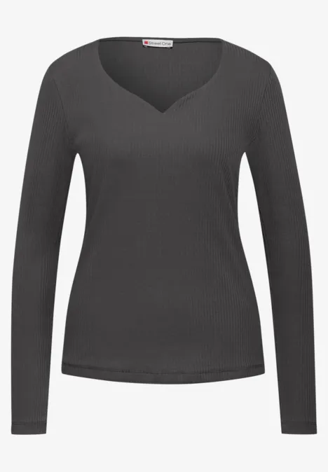Shirt mit Herzausschnitt lead grey