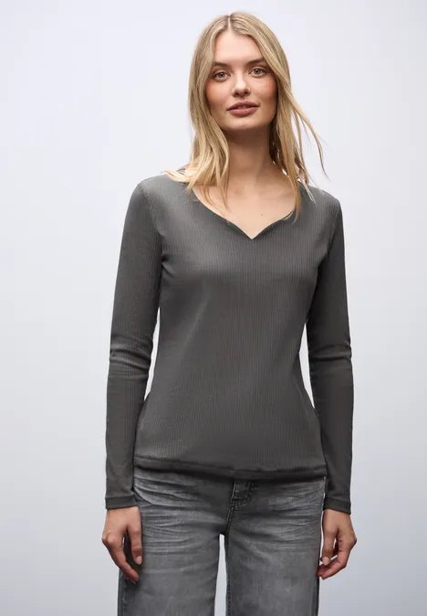 Shirt mit Herzausschnitt lead grey