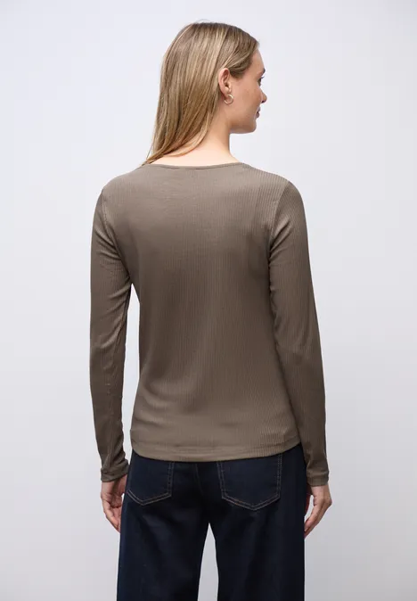 Shirt mit Herzausschnitt silk brown