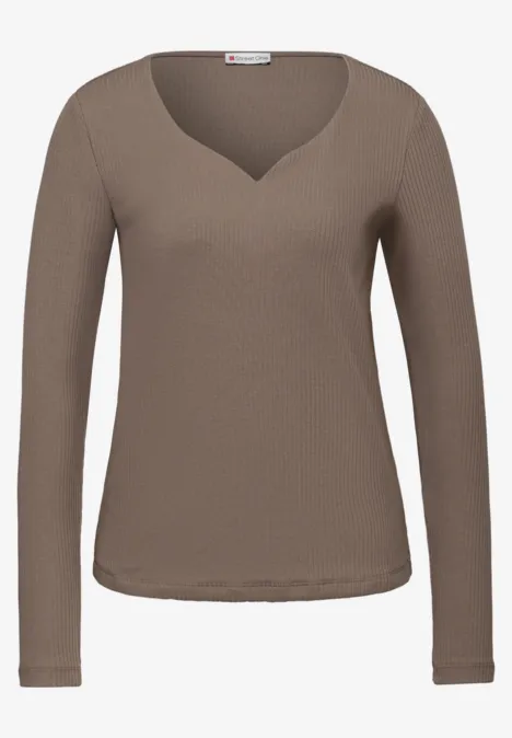 Shirt mit Herzausschnitt silk brown