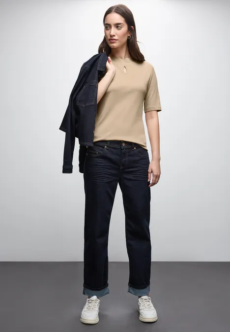 Shirt met uitgesneden detail sanded beige