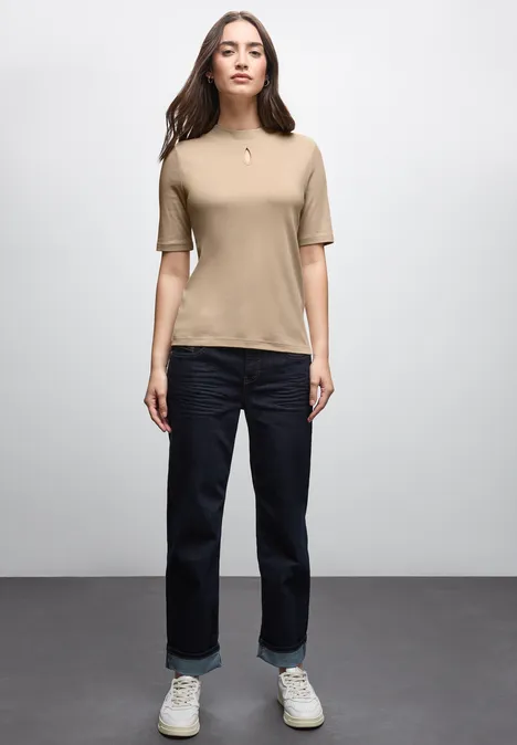 Shirt met uitgesneden detail sanded beige