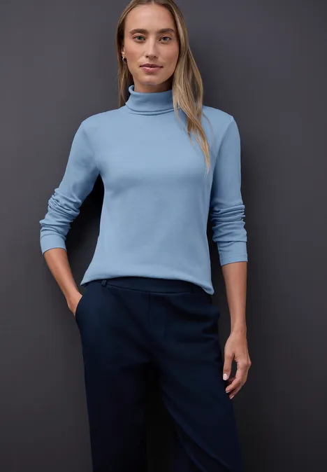 Basic Rollkragenshirt frosted blue